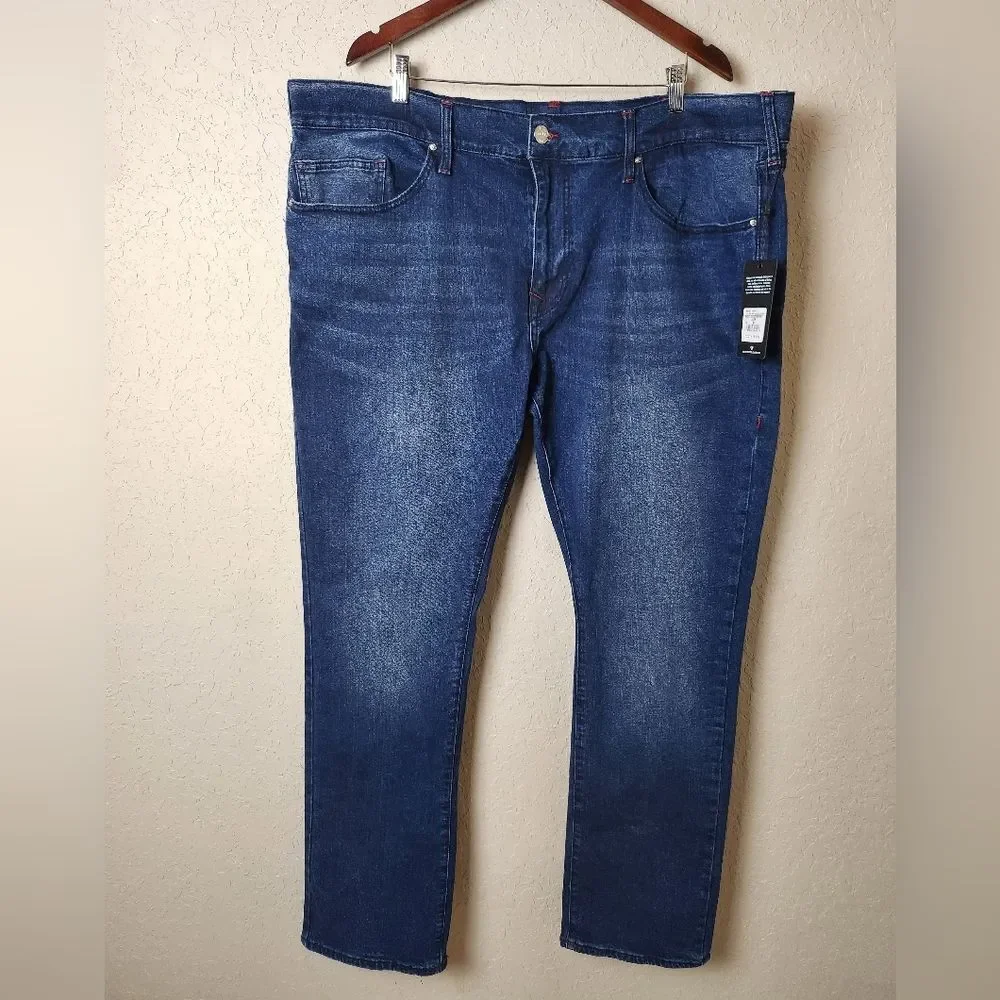 True Religion Ricky Relaxed Straight Jeans Dark Indigo Blaster Size 44